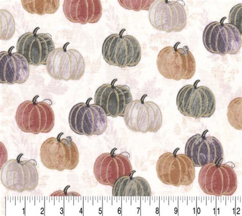 Watercolor Pumpkins Harvest Metallic Cotton Fabric 